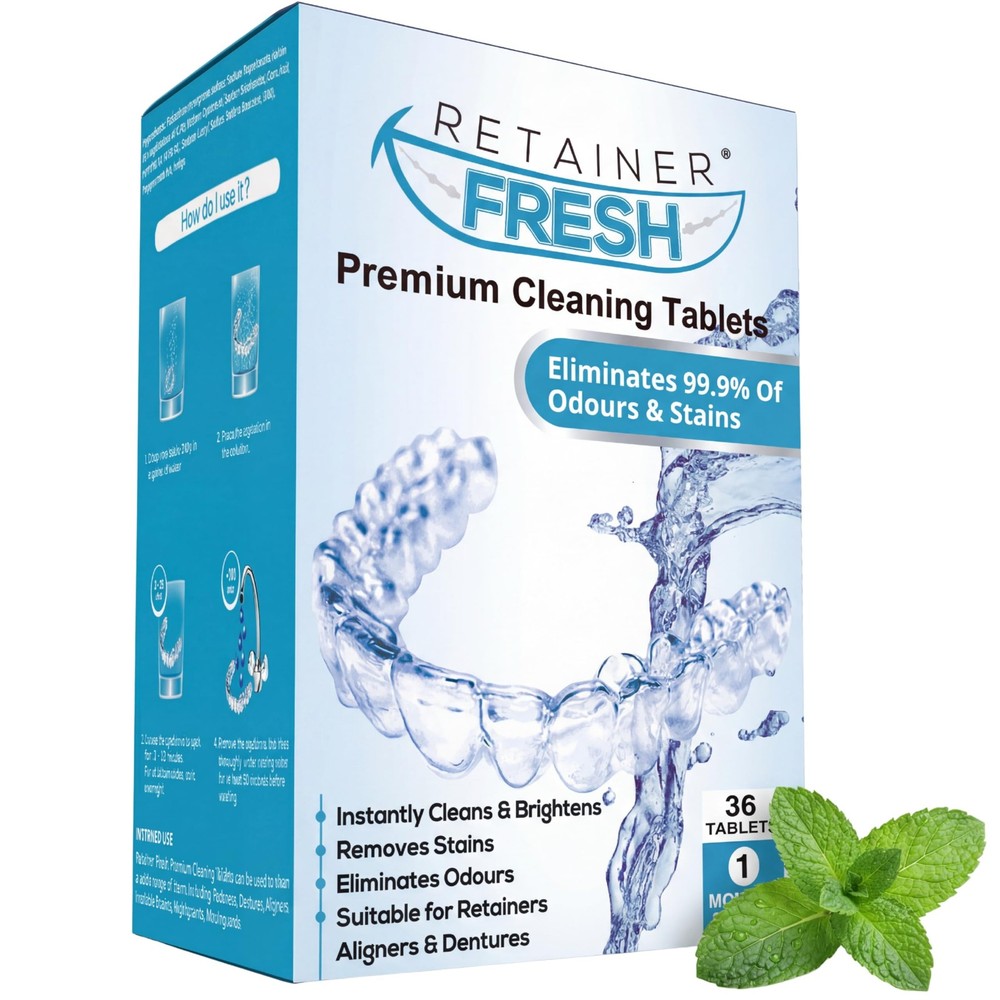 Retainer Fresh Cleaner Tablets - Denture Cleaner, 36 Tablets, White