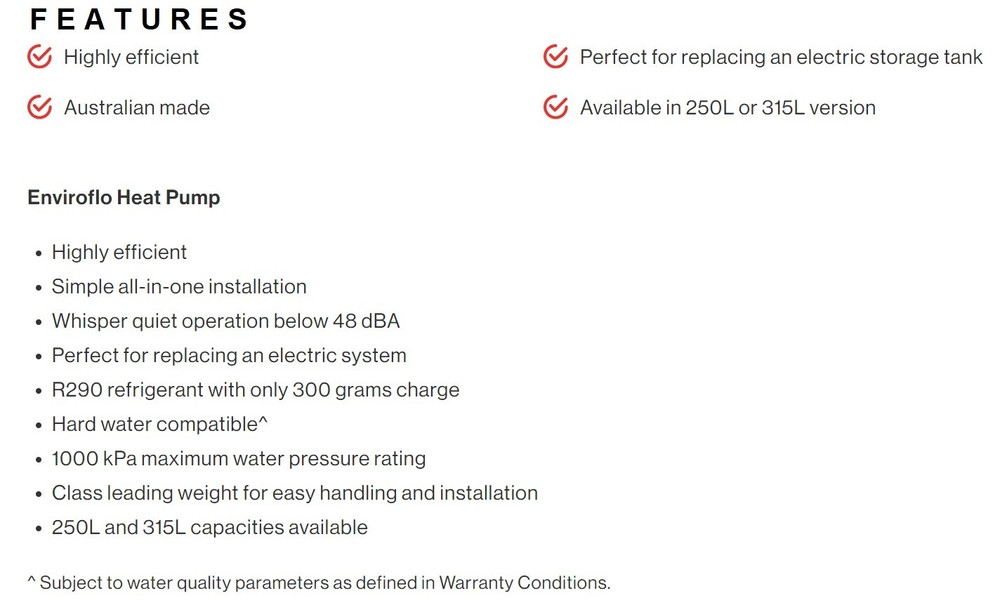 Rinnai Integrated Electric Heat Pump ENVIROFLO - 250L and 315L Vitreous Enamel