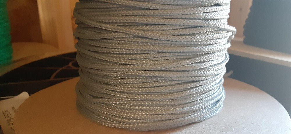 2mm x 770 ft. Rope/Twine Spool. 2 Lengths on Spool. Polyester. Light Gray