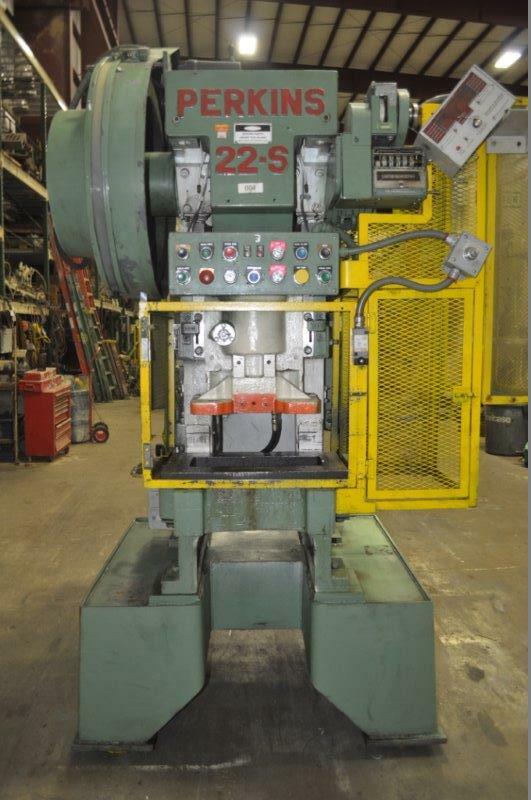 22 TON PERKINS GAP FRAME PRESS 2″ STROKE 2-1/2″ RAM ADJUSTMENT 7″ SHUT HEIGHT 1-