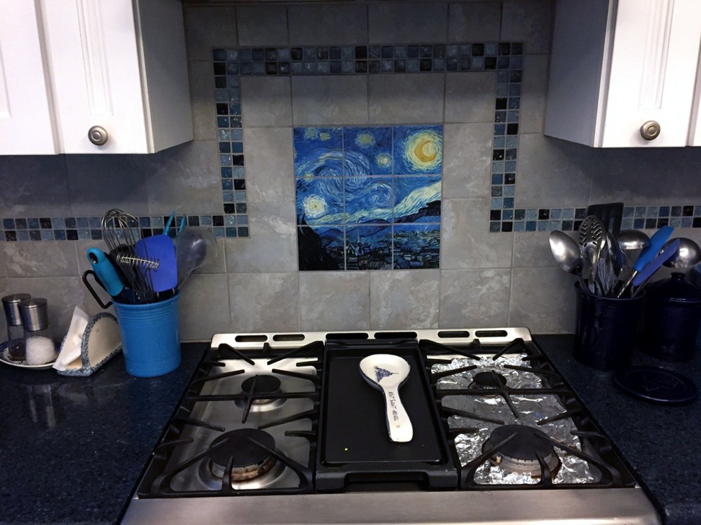 Vincent van Gogh Starry Night Ceramic Mural Backsplash Bath Tile #2186