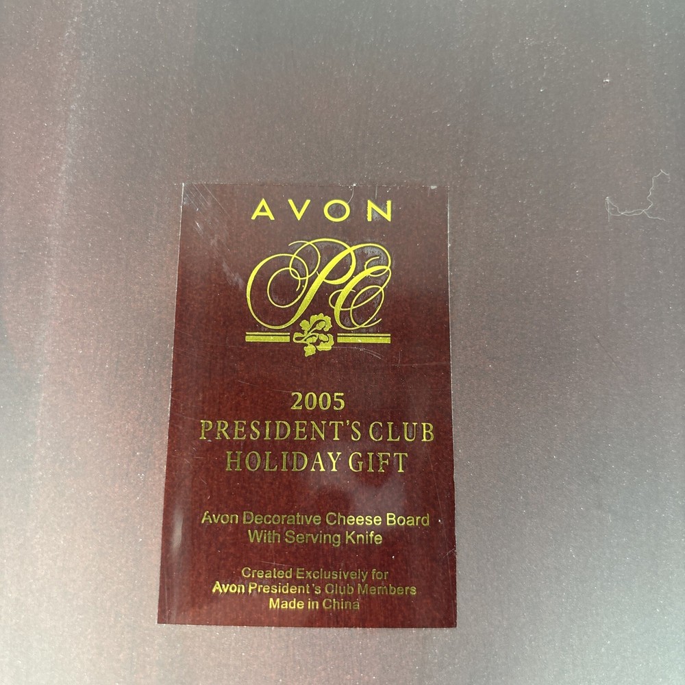 Avon 2005 Tile Cheese Board & Knife Roses Pattern Never Used