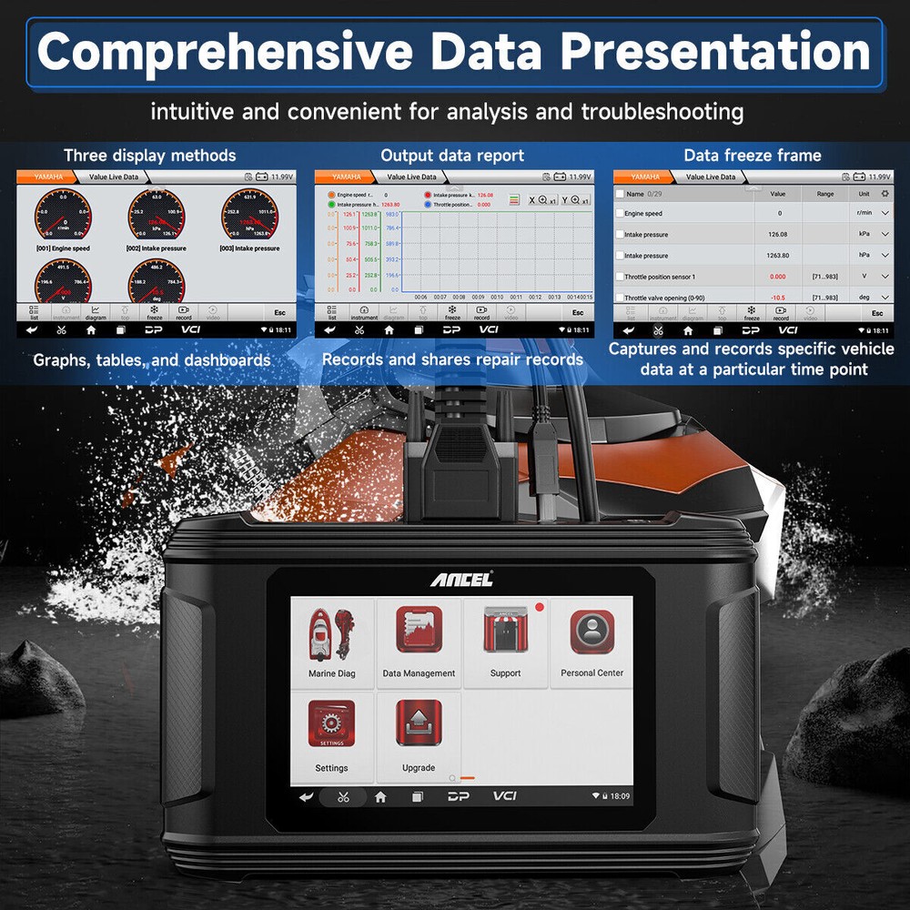 ANCEL MR500 Marine Diagnostic Tool Code Reader Scanner Active Test For Suzuki