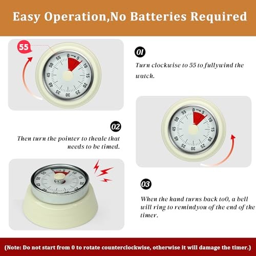 Kitchen Timer for Cooking,Chef Cooking Timer Clock with Loud Alarm, 60 White