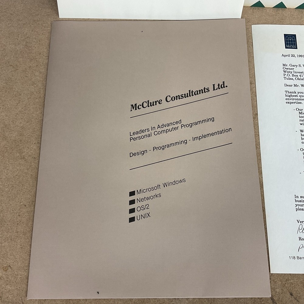 McClure Consultants Ltd. Advanced PC Programming Vintage Software Information