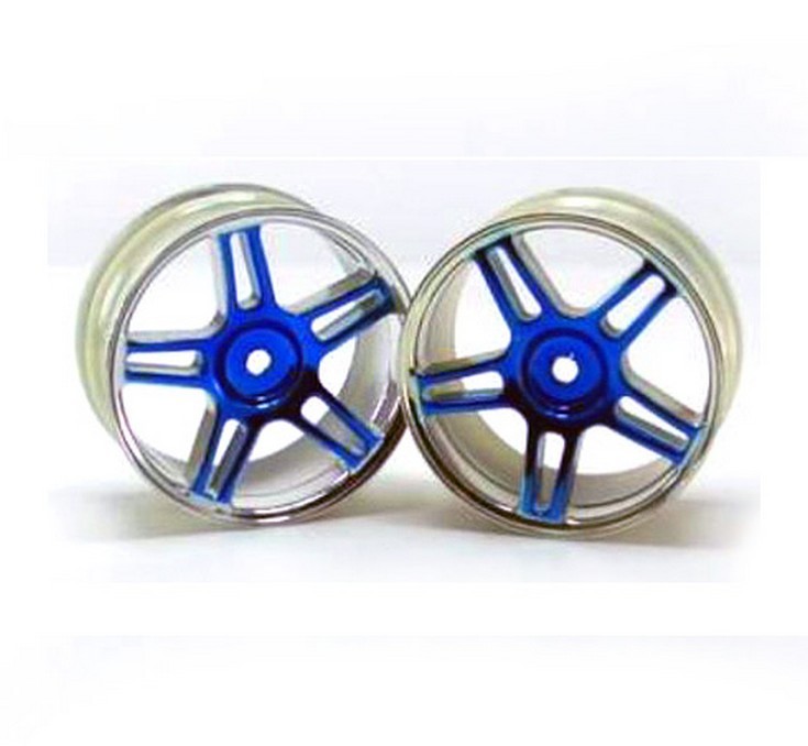 Redcat Racing 02228pb Chrome 5 spoke split spoke blue anodized wheels LIGHTNING
