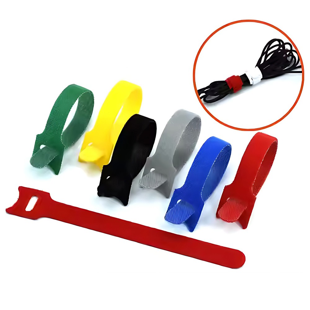 Hook and Loop Cable Ties - Tidy Strap Adjustable Releasable Reusable Wire Colour