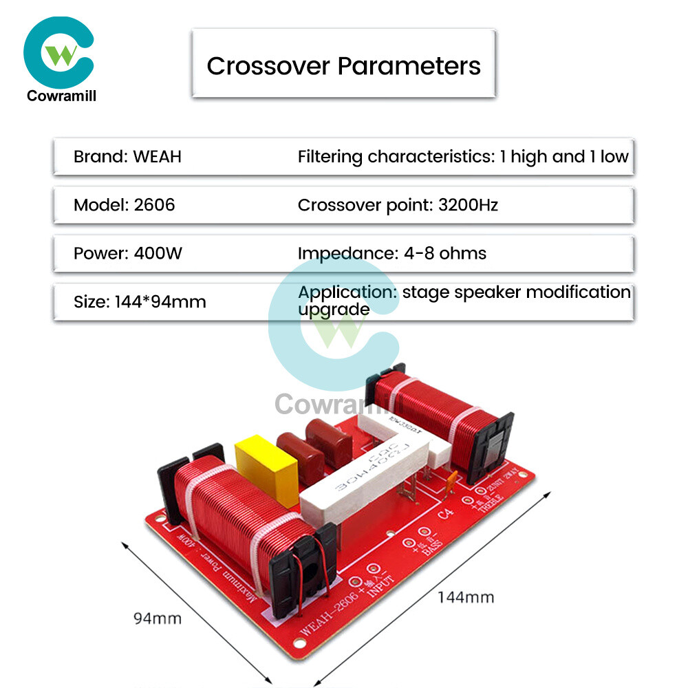 High/Low 2 Channel Audio Speaker Frequency Divider 400W Crossover Filter Board