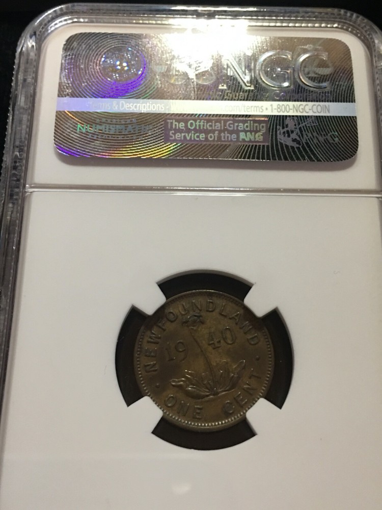 1940 NGC Graded Newfoundland Small Cent 1¢ **AU-55**