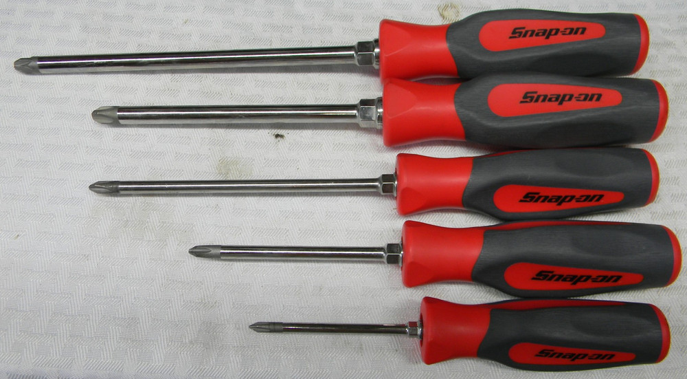 SNAP-ON 5PC PHILLIPS/POZIDRIV INSTINCT HARD GRIP HANDLE RED SCREWDRIVER SET