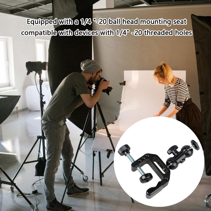 Camera Mount Clamp Arm With 1/4-20 Thread for Camera Action Camera Flash Light