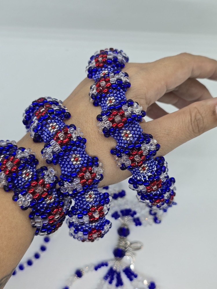 Set de collar e idde YEMAYA OKUTE Deluxe Tejido