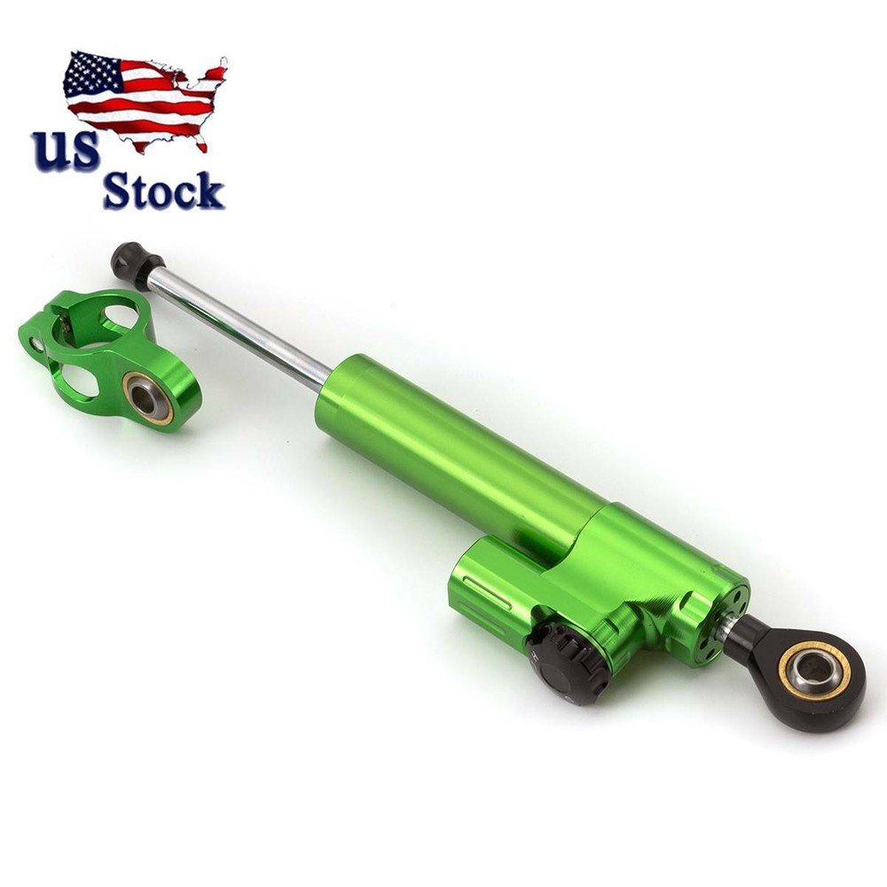 US CNC Green Motorcycle Steering Damper Stabilizer Linear Reversed Control