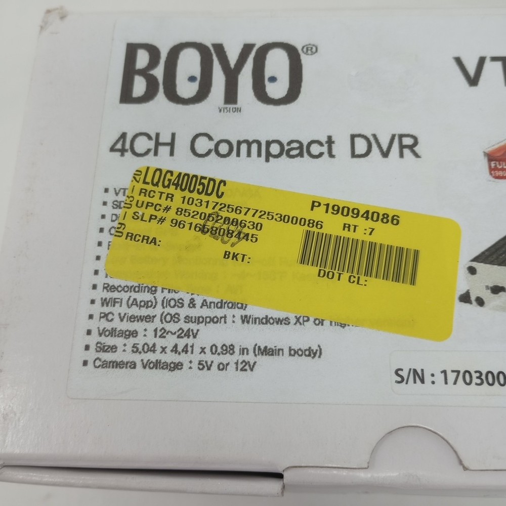 BOYO VTR400E 4CH Compact DVR Black Box NOS (Open Box)