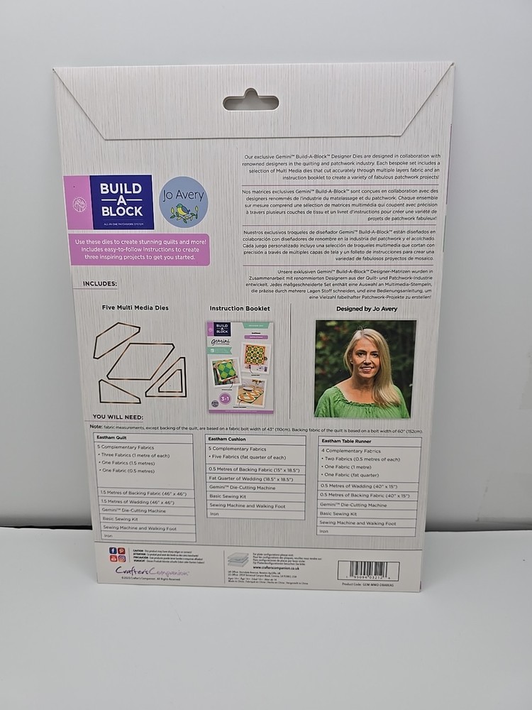 "Build-A-Block"Eastham pattern & instruct. kit Jo Avery for Crafter's Companion