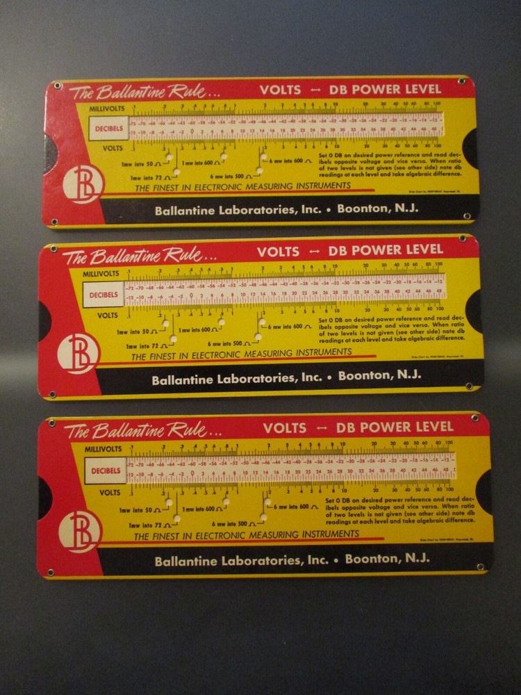 The Ballantine Rule Volts DB Power Level Conversion Slide Rule