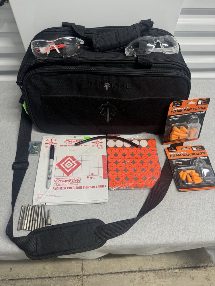 TACTICAL Gun Range Bag + Various Range Equipment Unknown Tools