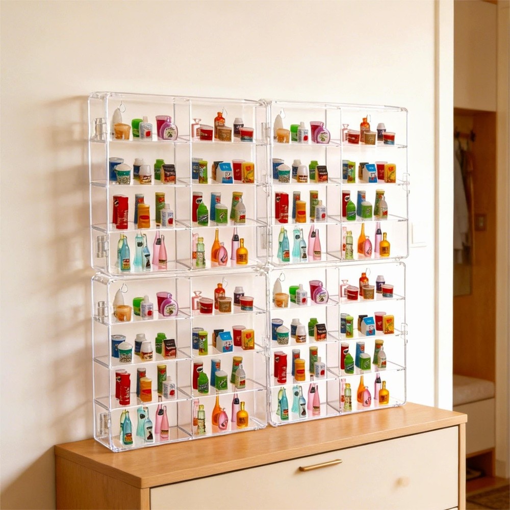 8 Slots Mini Brands Display Case 4 Pack Wall-Mounted Acrylic Mini Brands Stor...
