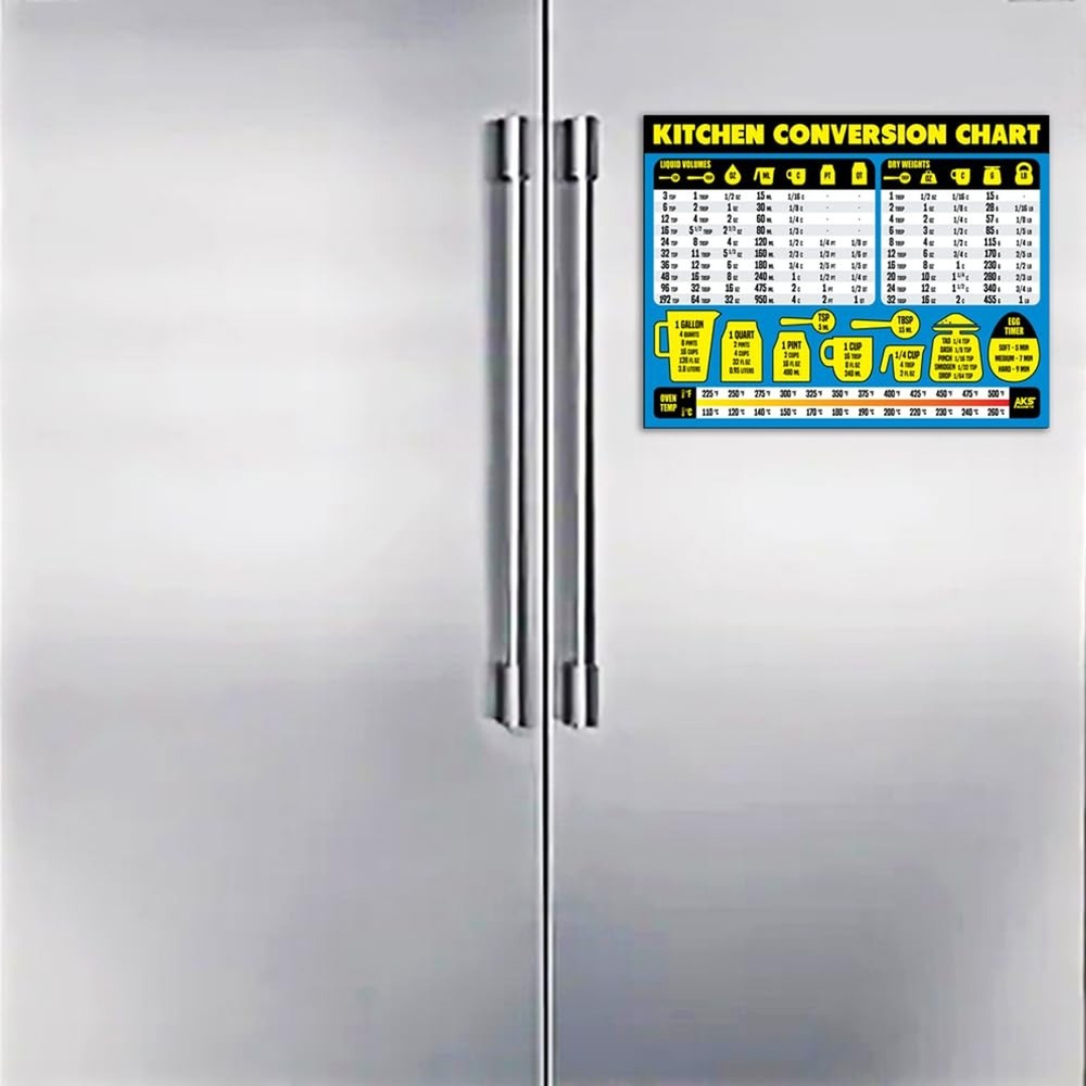 Kitchen Measurement Conversion Chart Magnet - Extra Large Easy to Read Magnet...