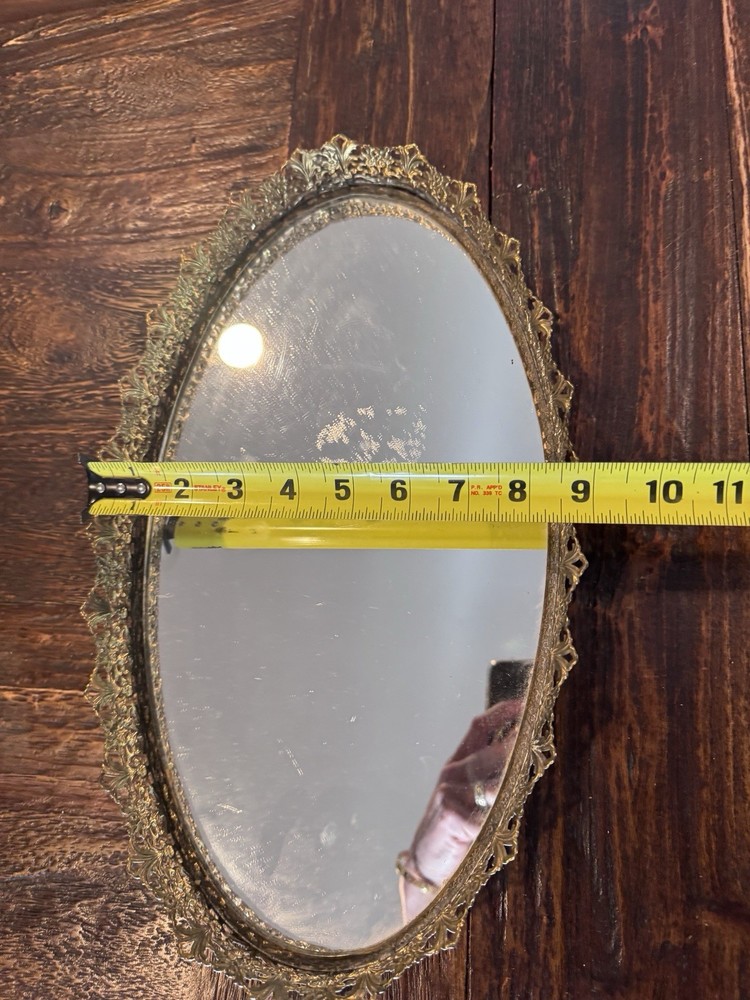 Vintage Table Mirror Tray With Gold Frame.