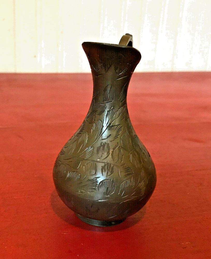 Solid Brass Ornate Detailed Miniature 4" Pitcher - Made in India