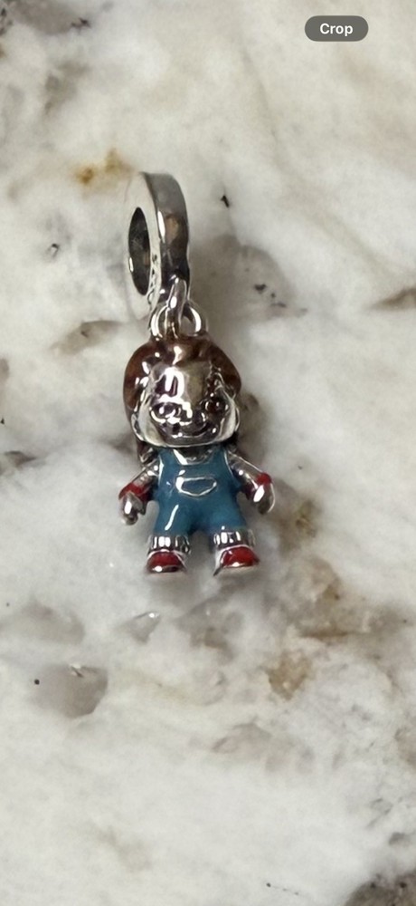 V642 S925 STERLING SILVER CHUCKY DOLL DANGLE CHARM