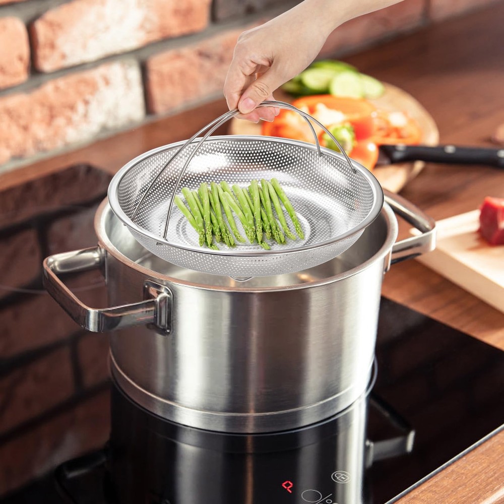 3 Pack Steamer Basket for Cooking, Micro-Perforated Strainer Colander Set, St...