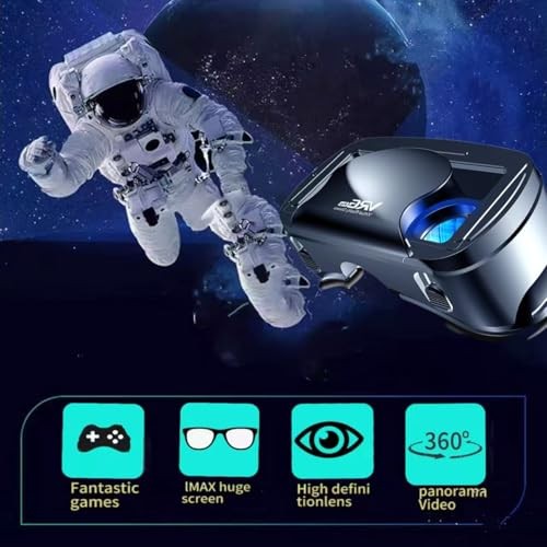 3D VR Headset Virtual Reality Glasses Headset with Controller with iPhone black