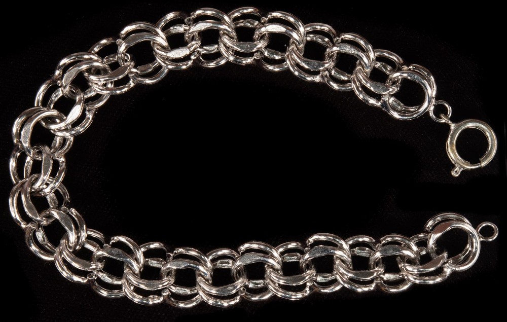 Vintage Sterling Silver DOUBLE LINK Bracelet 7”