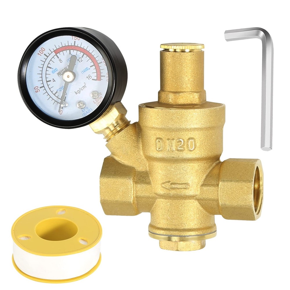 Water Pressure Regulator 3/4 inch with Gauge, Made of 294 cubic centimeters
