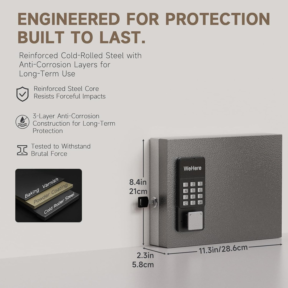 Wehere 16 Key Lock Box Wall Mount, APP Bluetooth/Otp/Wi-Fi/Fixed Code/Key Unlock