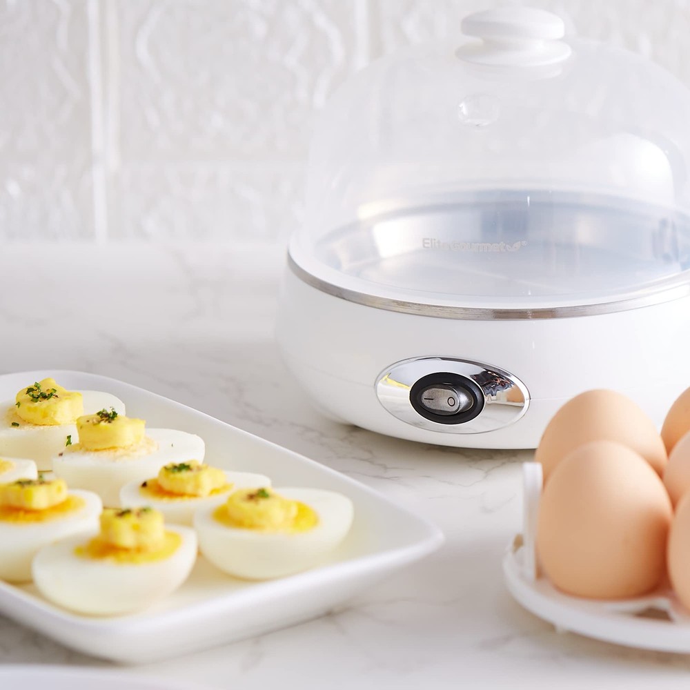 Electric Egg Cooker 7 Egg Capacity Auto Shut Off Boiled Egg Maker White