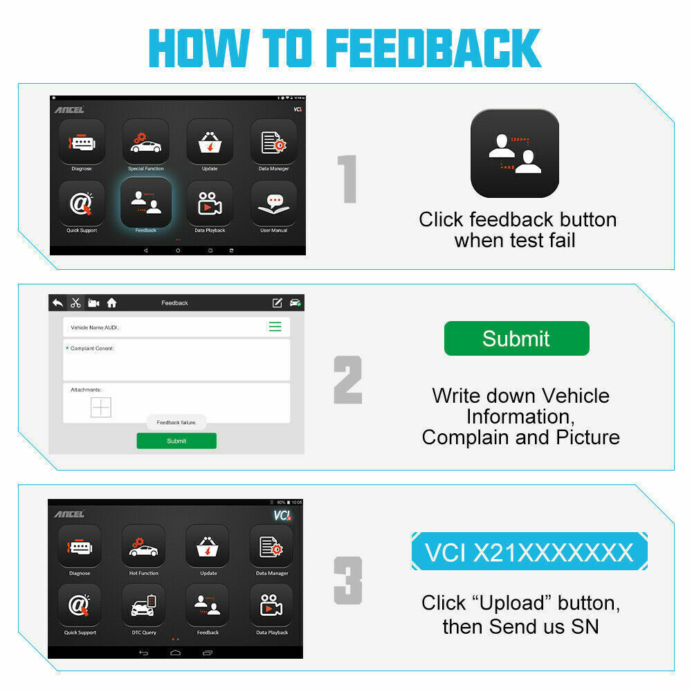 Ancel X7 Bidirectional All System OBD2 Scanner Car Diagnostic Tool Code Reader