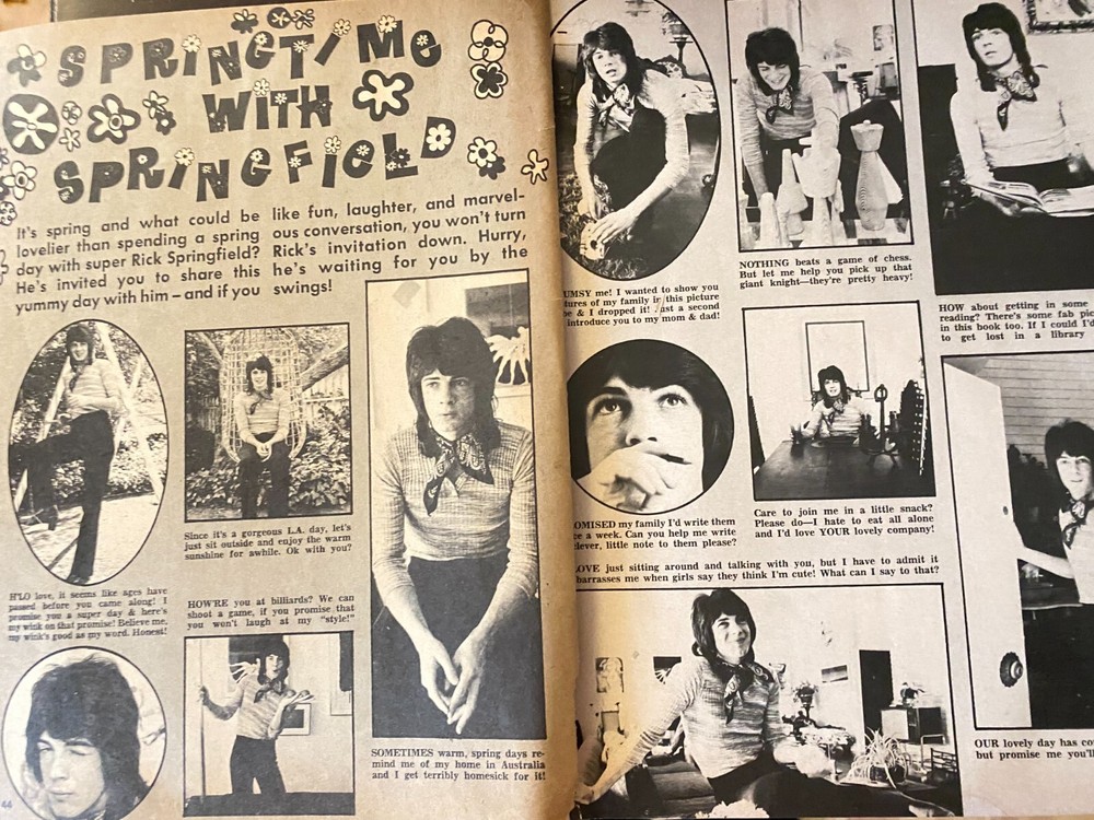 Rick Springfield, Two Page Vintage Clipping, aa