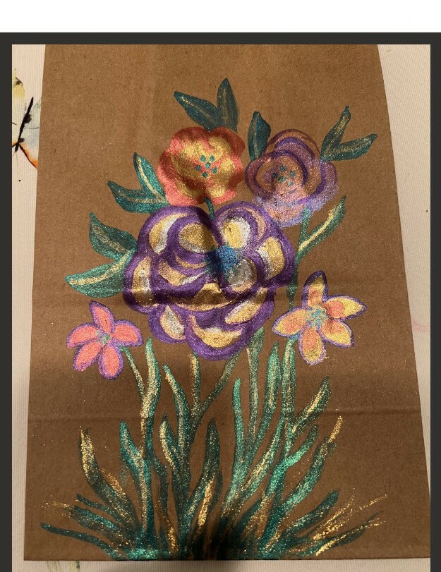 GIFT BAG WITH HANDLE - HAND PAINTED WITH IRIDESCENT PAINTS