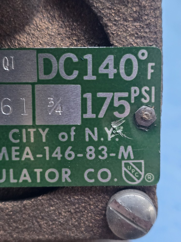 WATTS Brass Body Water Pressure Regulator 3/4 #709 Model Q1?