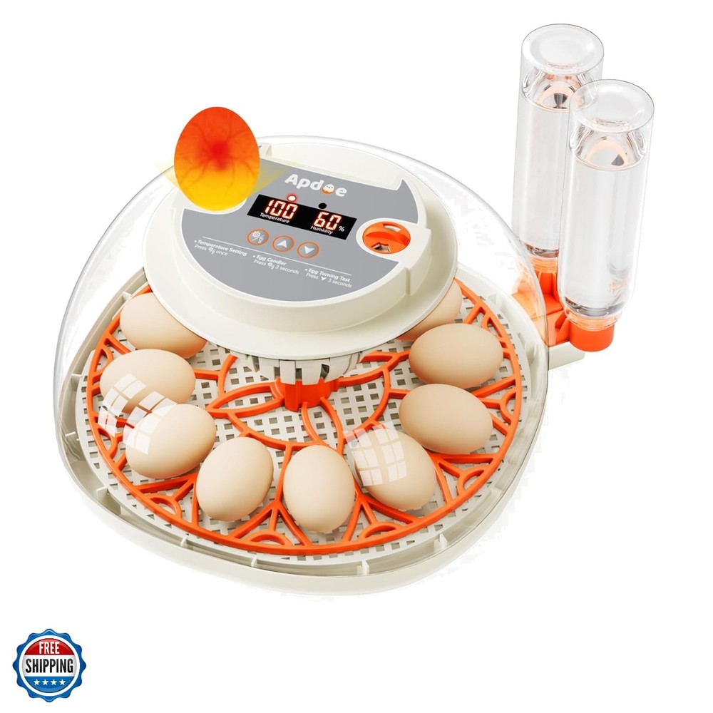 Egg Incubator with Temperature and Humidity Control, Automatic Egg Turning, E...