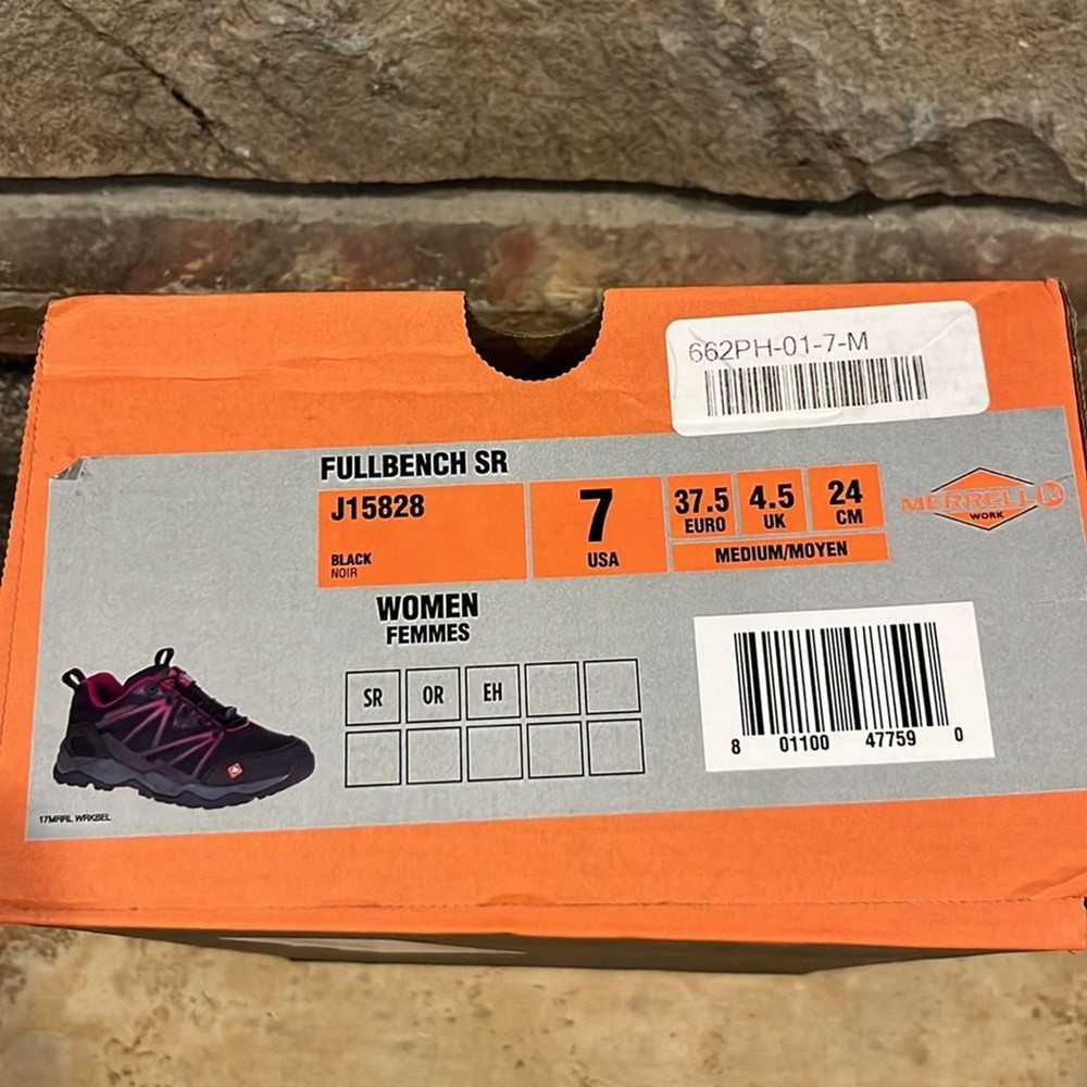 Merrell Work Fullbench Black and Purple Slip Resistant