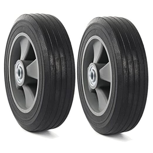 (2-Pack) 8" x 2" Flat Free Solid Rubber Tire 8x2" Solid Tire (3/4"Bearing) 1