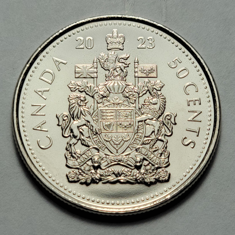 ERROR 2023 Struck Through Grease Charles III CANADA 50 Cent Half Dollar H252