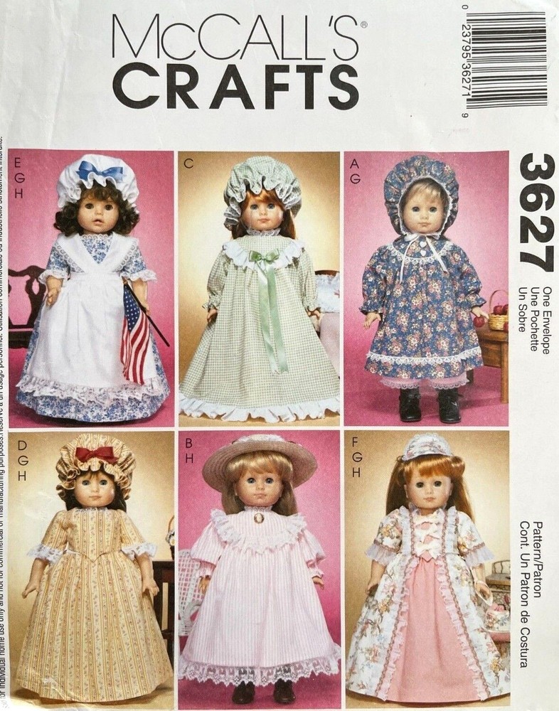 McCall's Doll Clothes Pattern 3627 Size 18" UNCUT