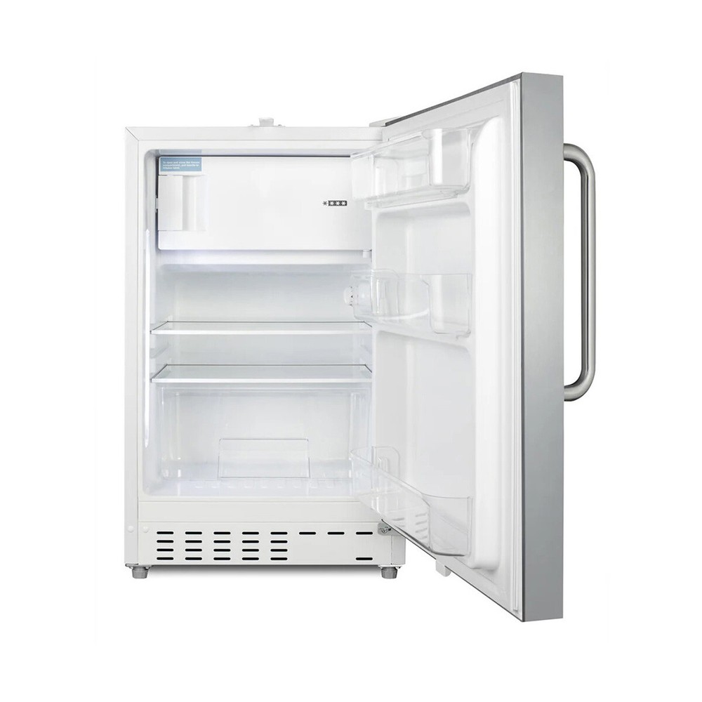 Summit ALRF48CSS 19" Undercounter Freezer/Refrigerator w/ 1 Solid Door, 3 Gla...