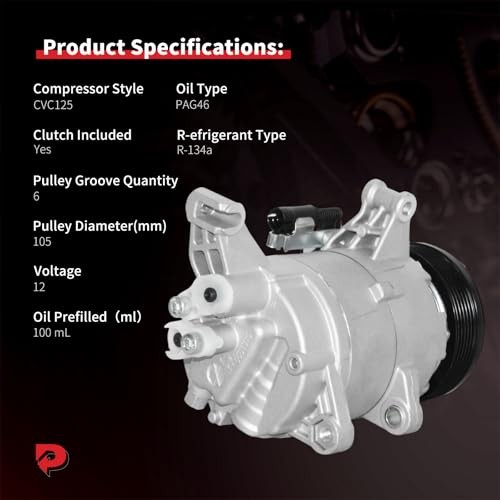 A/C Compressor with Clutch Compatible with Mini Cooper 2002-2006 L4 1.6L,