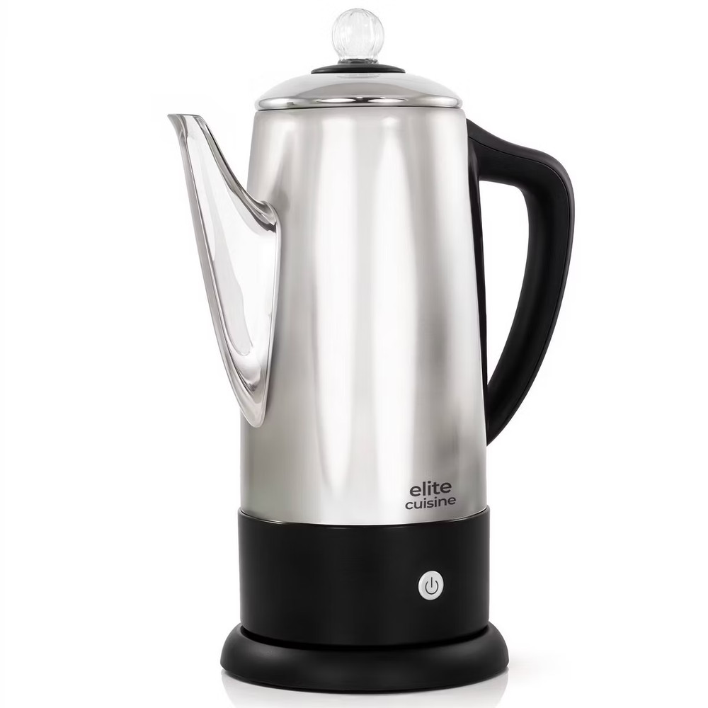 Elite Cuisine 12-Cup Electric Coffee Maker – Stainless Steel – Modern Drip Brew