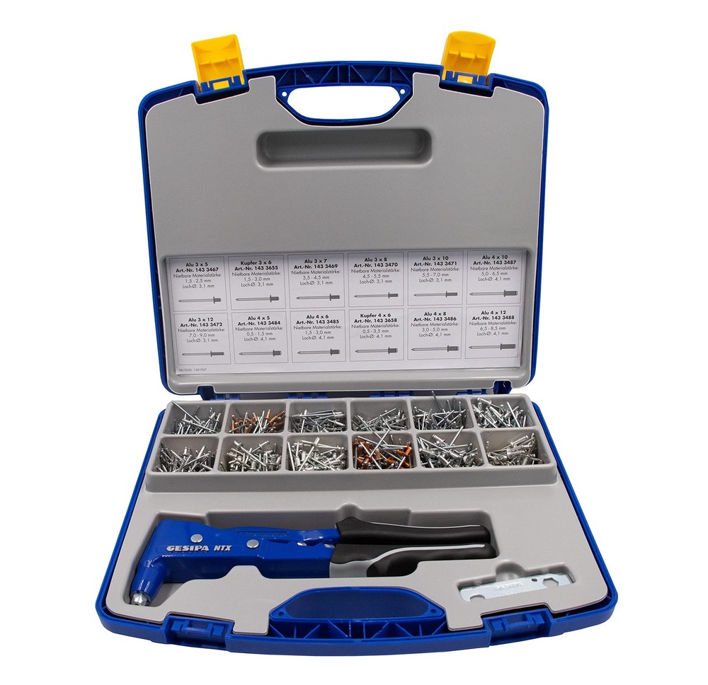 | Large Blind Riveter Set NTX | With 12 Common Rivet Dimensions in Practical...