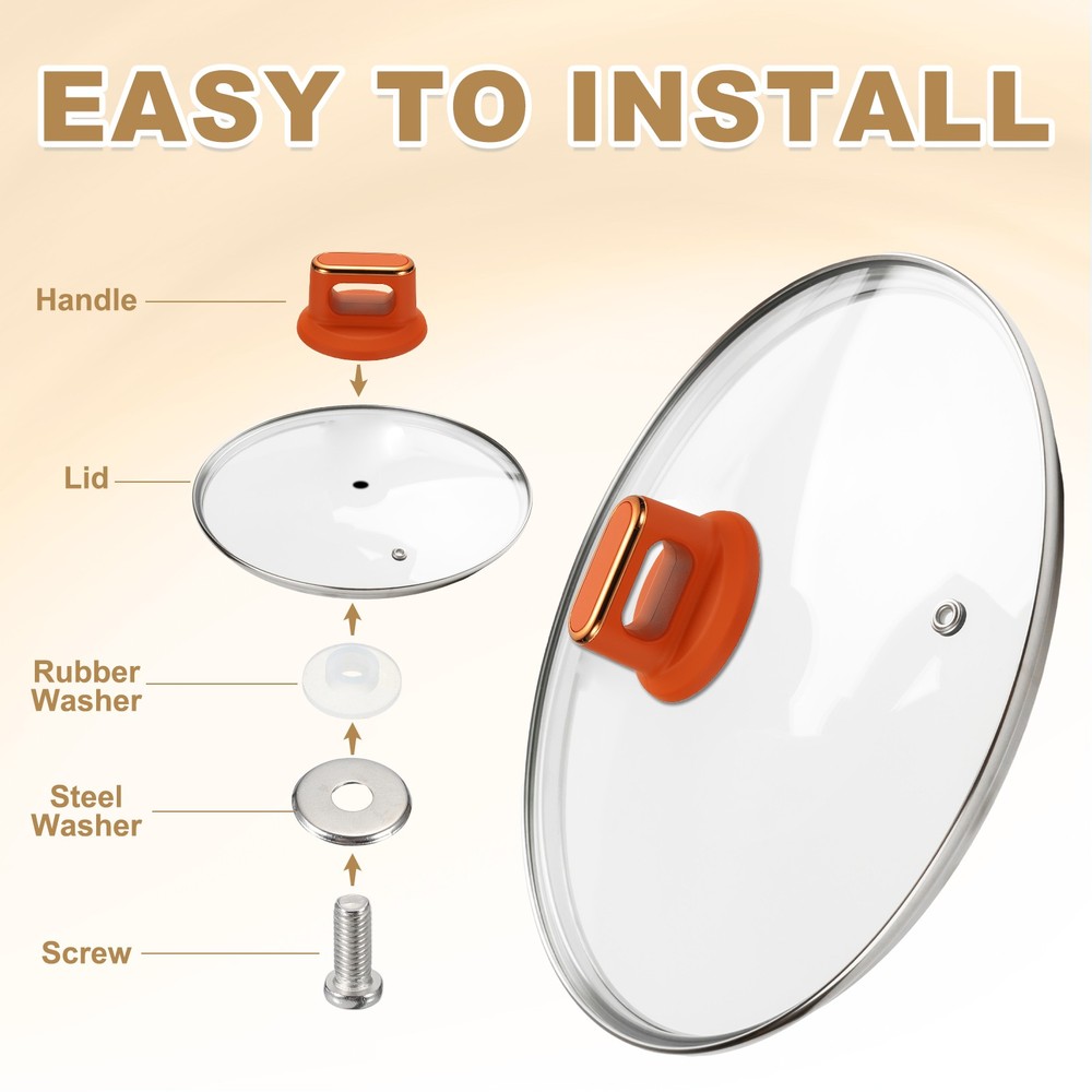 2 Pcs Replacement Pot Lid Handle, Heat-Resistant Handle for Kitchen, Orange