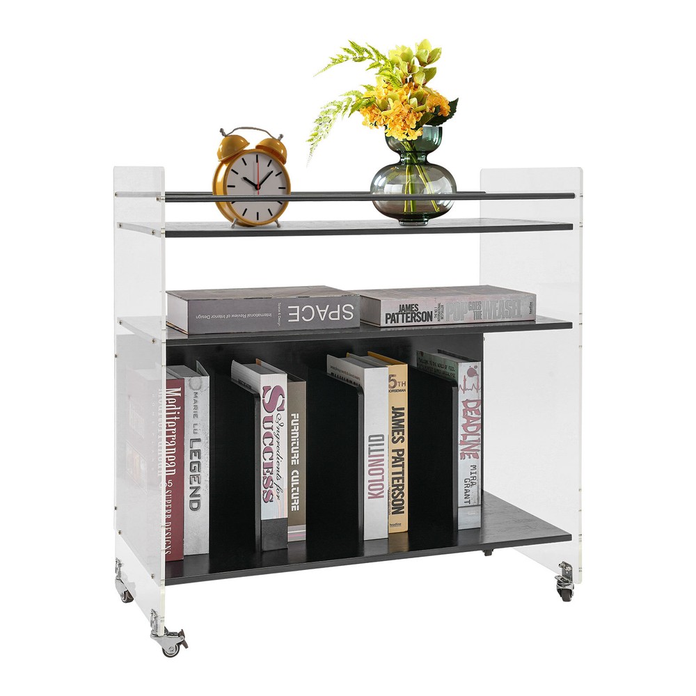 Acrylic End Table,Rectangle Side Table, Bamboo Acrylic Modern End Table