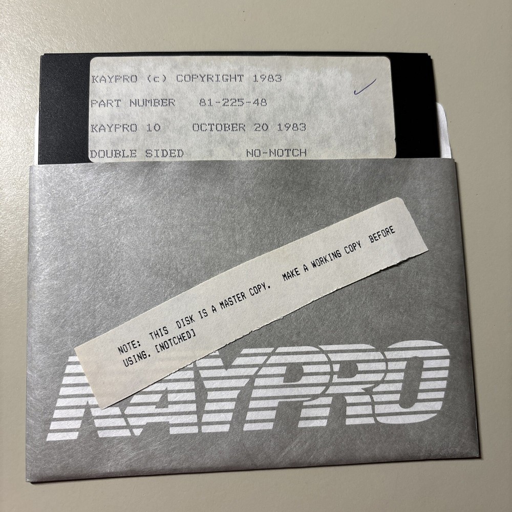 Vintage 1983 KAYPRO Double Sided Software 5.25” Floppy Disk VHTF