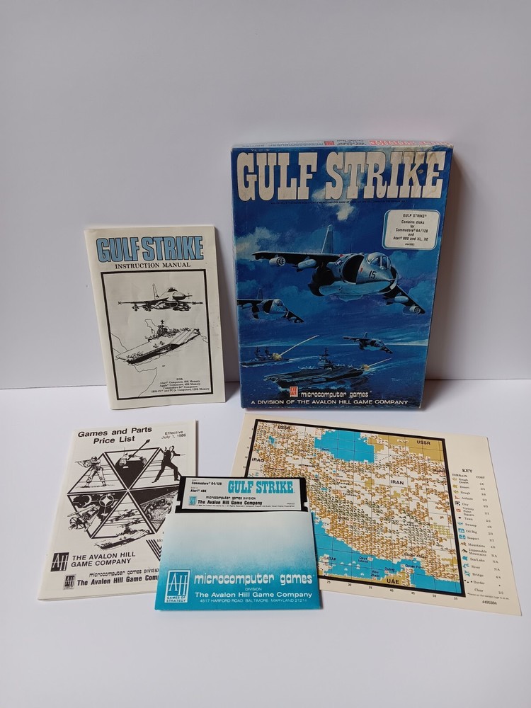 Commodore 64/128 Gulf Strike Computer Game Software Tested/Works Avalon Hill