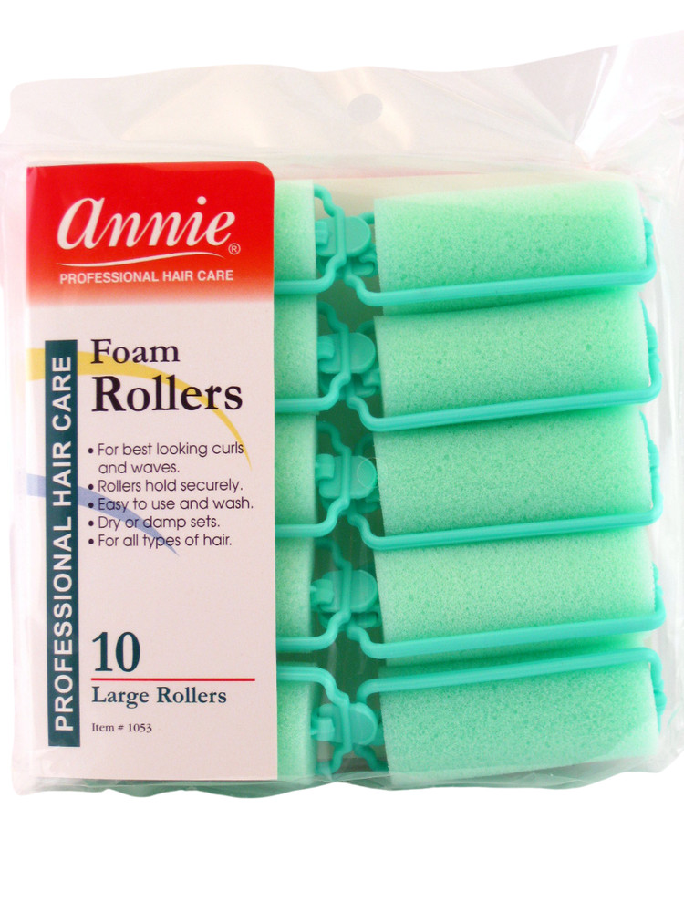 ANNIE 1" LARGE FOAM HAIR ROLLERS - 10 PCS. (1053)
